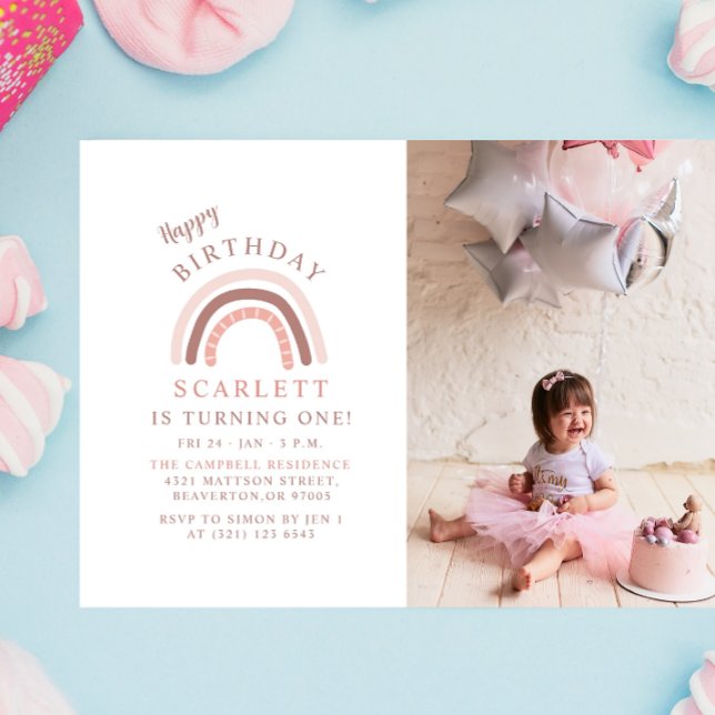 Invitación Feliz cumpleaños Personalizado foto Fiesta de niña (Subido por el creador)