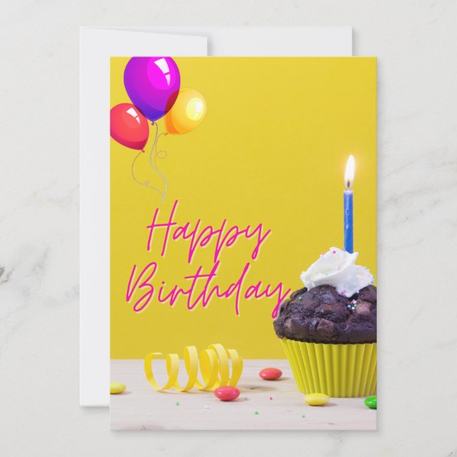 Invitación Feliz cumpleaños Poster - brillante y alegre (Anverso)