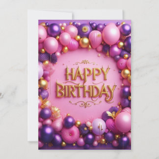 Invitación Feliz cumpleaños púrpura
