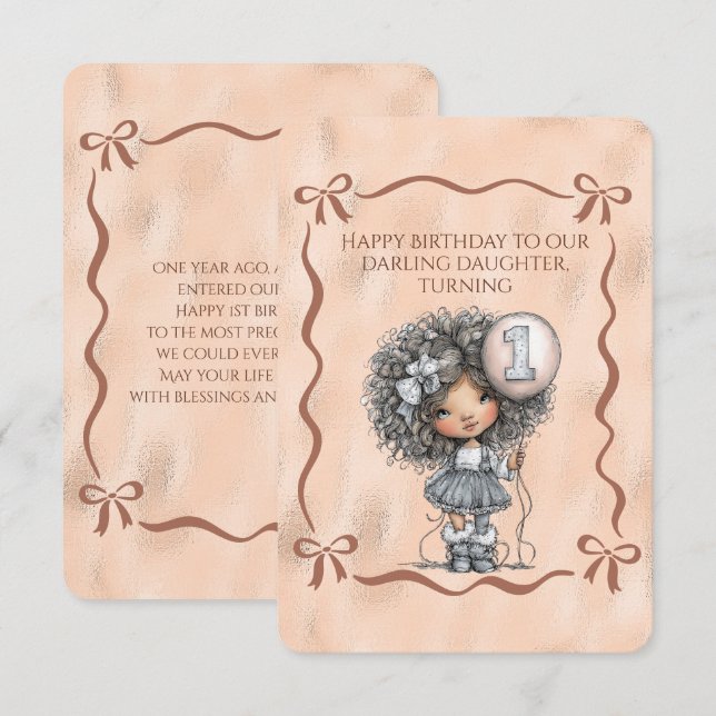 Invitación Feliz Cumpleaños Querida Hija Cumple 1 (Anverso / Reverso)