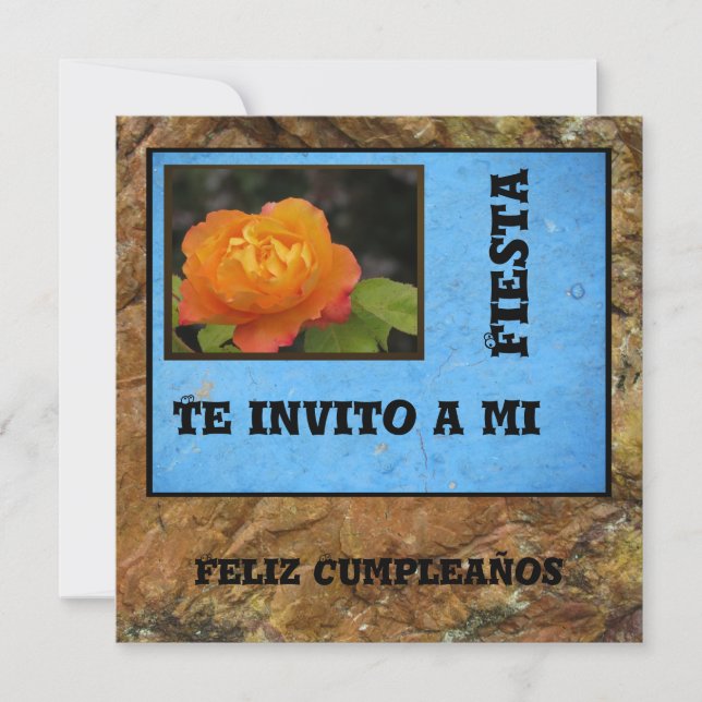 Invitación - Feliz cumpleaños - Rosa Naranja (Anverso)