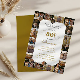 Invitación Feliz Cumpleaños Saludos Al Collage de fotos De 80