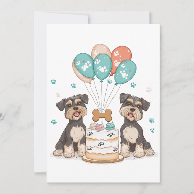 Invitación Feliz cumpleaños Schnauzer Dogs (Anverso)