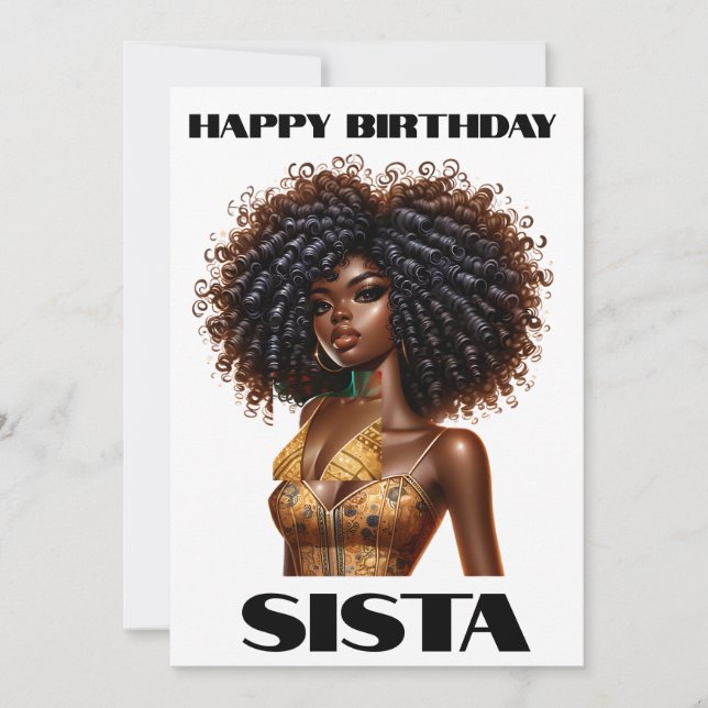 Invitación Feliz cumpleaños sista mujer negra melanin reinas (Anverso)