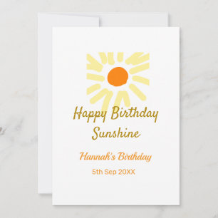 Invitación Feliz cumpleaños, sol, naranja amarillo.