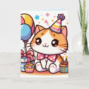 Invitación Feliz cumpleaños Toon Kitty Birthday Card