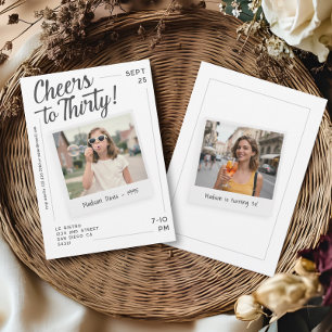 Invitación Feliz cumpleaños treinta 30 Foto Retro 