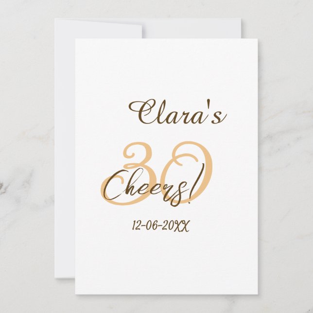 Invitación Feliz cumpleaños treinta cumpleaños carbón marrón  (Anverso)