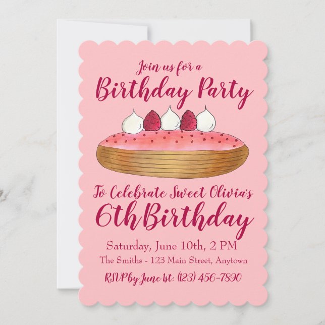 Invitación Feliz cumpleaños verano frambuesas frambuesas de v (Anverso)