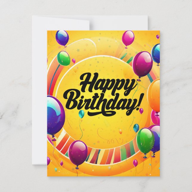Invitación Feliz Cumpleaños Vibrante (Anverso)