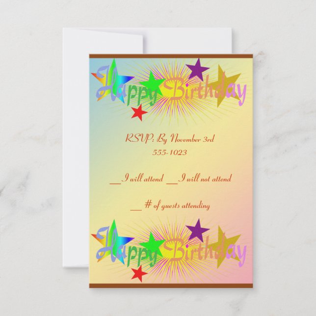 Invitación Feliz cumpleaños y estrellas - (Anverso)