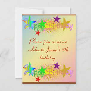 Invitación Feliz cumpleaños y estrellas -