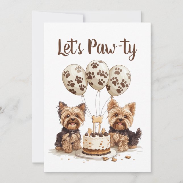 Invitación Feliz cumpleaños Yorkie Dog (Anverso)