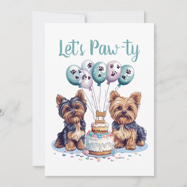 Invitación Feliz cumpleaños Yorkie Dog (Anverso)