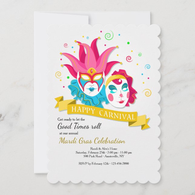 Invitación Feliz de Carnaval (Anverso)