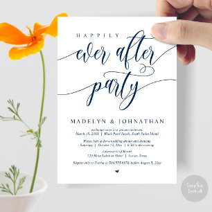 Invitación Feliz de haber cenado Fiesta Boda, azul marino