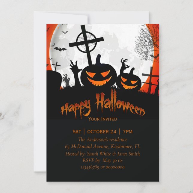 invitación feliz de la fiesta de Halloween (Anverso)