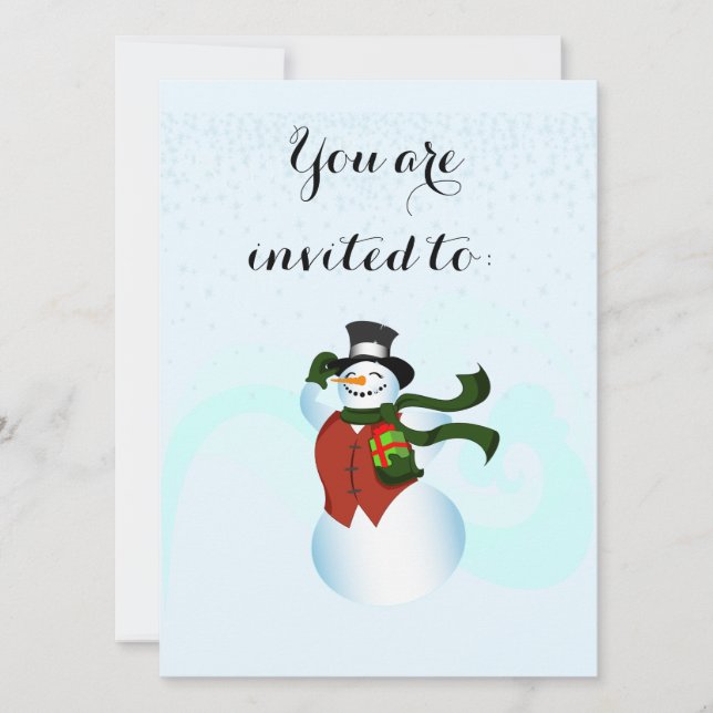 Invitación feliz de Snowman (Anverso)