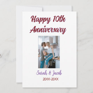 Invitación Feliz décimo aniversario foto boda apellido d