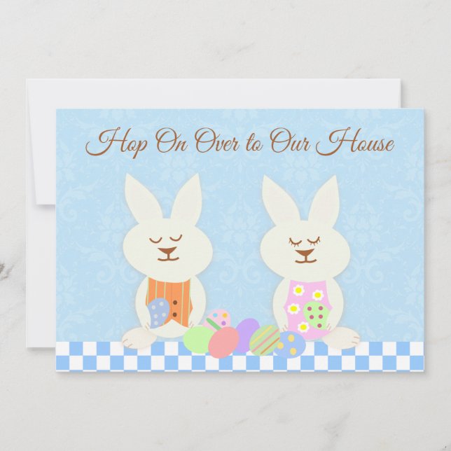 Invitación feliz del alumerzo de los conejitos de (Anverso)