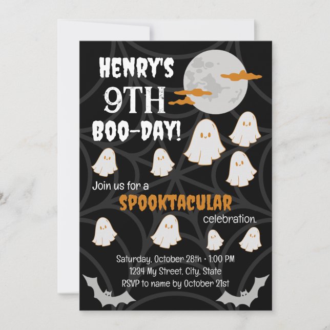 Invitación feliz del Boo-Day (Anverso)