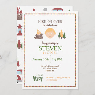 Invitación feliz del camper