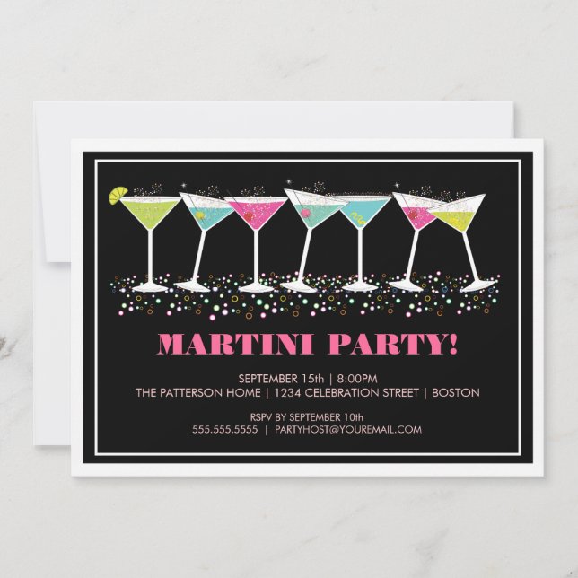 Invitación feliz del fiesta de Martini de los (Anverso)