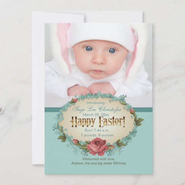 Invitación feliz del nacimiento de la foto de (Anverso)