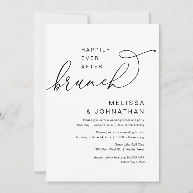 Invitación Feliz Desde Brunch, Fiesta Boda Elopement (Anverso)