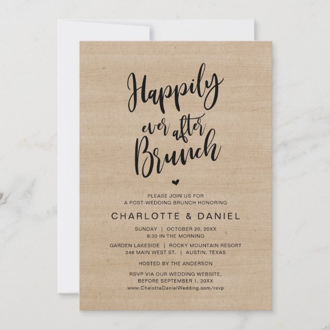 Invitación Feliz Desde Brunch, Post Boda, Elopement (Anverso)