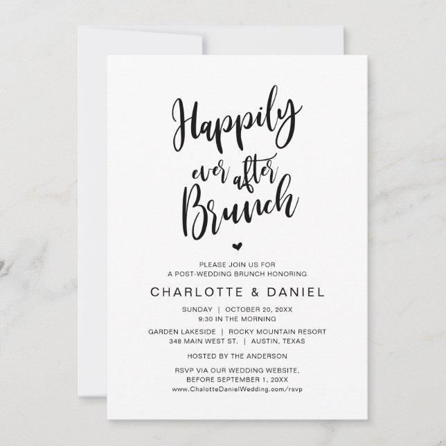 Invitación Feliz Desde Brunch, Post Boda, Elopement (Anverso)