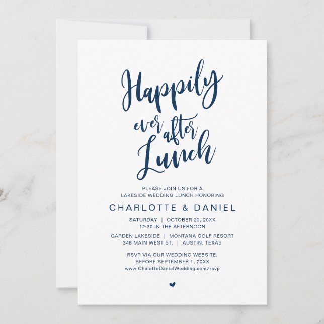 Invitación Feliz desde el almuerzo, Boda Elopement (Anverso)