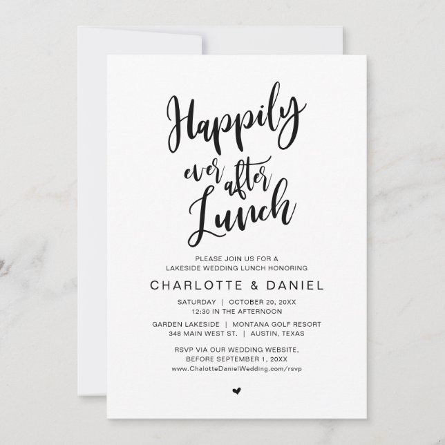 Invitación Feliz desde el almuerzo, Boda Elopement (Anverso)