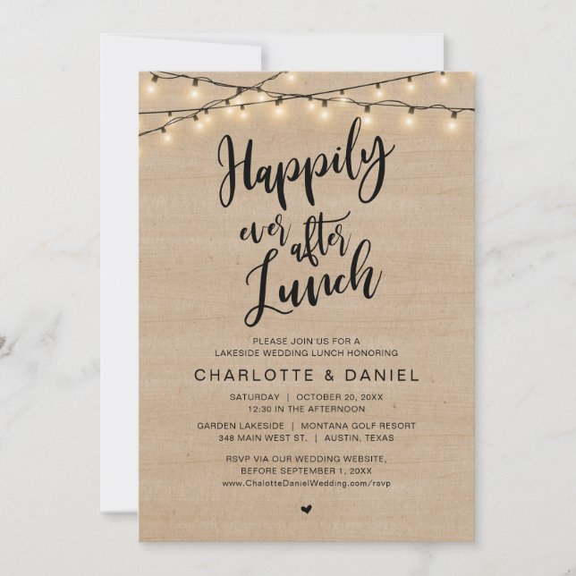 Invitación Feliz desde el almuerzo, Boda Elopement (Anverso)