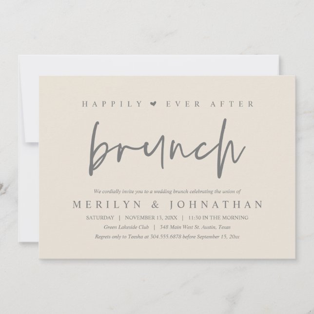 Invitación Feliz desde el partido Brunch de la boda Minimalis (Anverso)