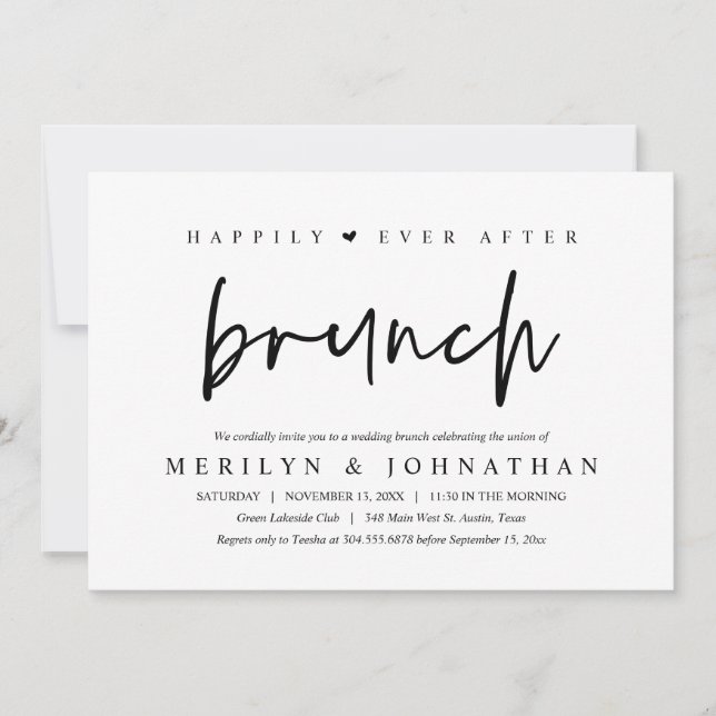 Invitación Feliz desde el partido Brunch de la boda Minimalis (Anverso)