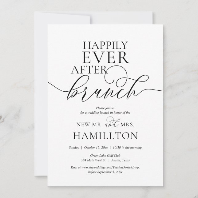 Invitación Feliz desde la celebración del brunch post boda (Anverso)