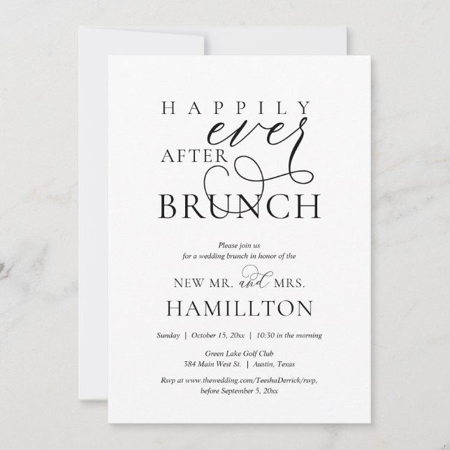 Invitación Feliz desde la celebración del brunch post boda (Anverso)