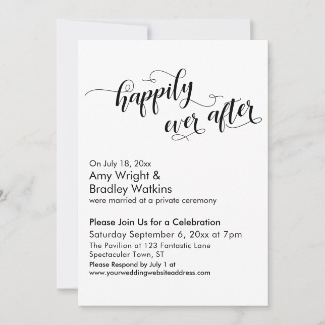 Invitación Feliz desde la celebración del guión post-Boda (Anverso)