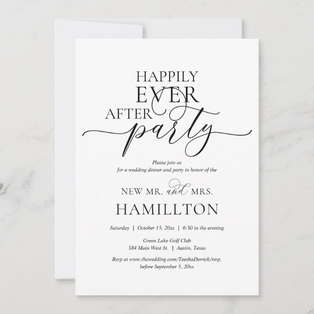Invitación Feliz desde la cena Boda y Fiesta (Anverso)