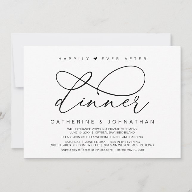 Invitación Feliz desde la cena, Fiesta romántico moderno (Anverso)