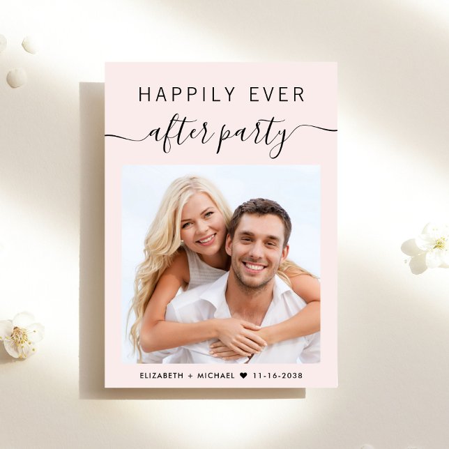 Invitación Feliz desde la recepción de la boda de Fiesta (A chic Happily Ever After Party Invitation to set the tone for an unforgettable event)