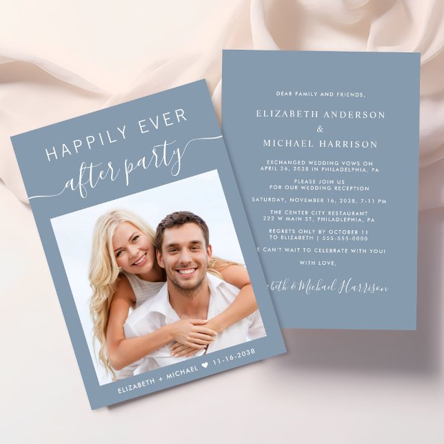 Invitación Feliz desde la recepción de la boda de Fiesta (A chic Happily Ever After Party Invitation to set the tone for an unforgettable event)