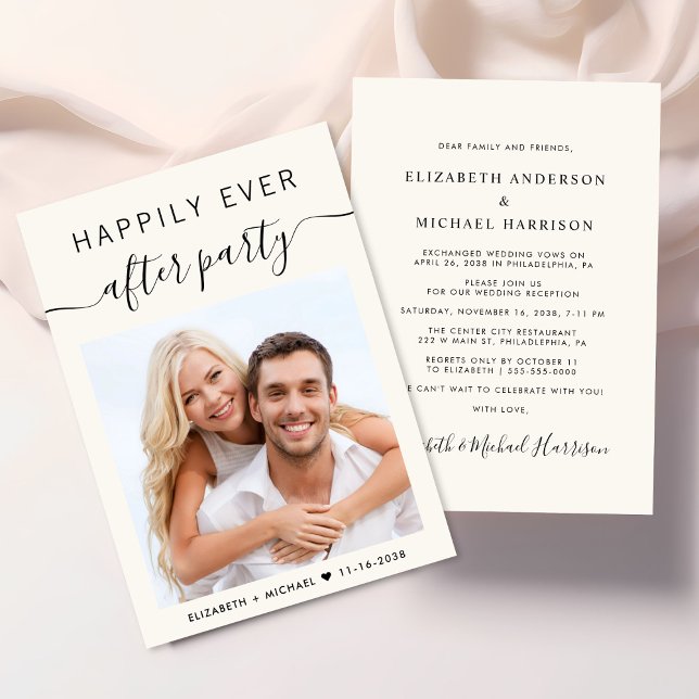 Invitación Feliz desde la recepción de la boda de Fiesta (A chic Happily Ever After Party Invitation to set the tone for an unforgettable event)