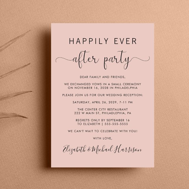Invitación Feliz desde la recepción de la boda de Rubor con e (From private vows to a grand party - invite family and friends to celebrate your marriage!)