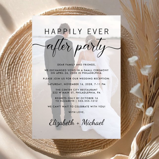 Invitación Feliz desde la recepción de la boda fotográfica (From private vows to a grand happily ever after party - celebrate with family and friends)