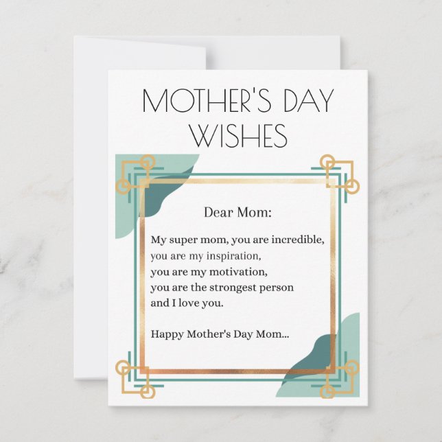 INVITACIÓN FELIZ DESEO DEL DÍA DE LA MADRE PARA MI MADRE SUPE (Anverso)