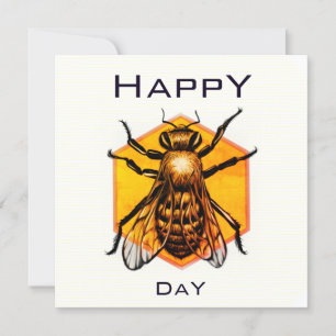 Invitación Feliz día B Abejas de miel naranja cumpleaños dive