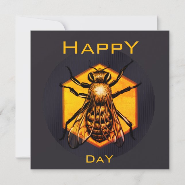Invitación Feliz día B Abejas de miel naranja cumpleaños dive (Anverso)