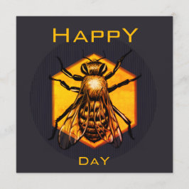 Invitación Feliz día B Abejas de miel naranja cumpleaños dive